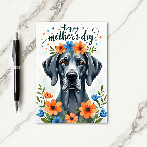Floral Hound Mothers Day Card