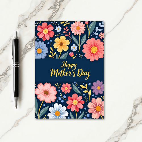 Floral Indigo Banner Card