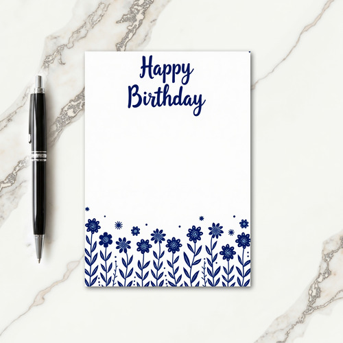Floral Indigo Birthday Card