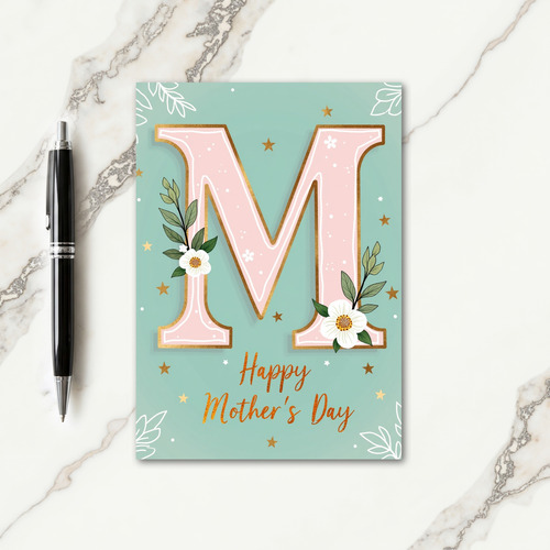 Floral Initial Mothers Day Card