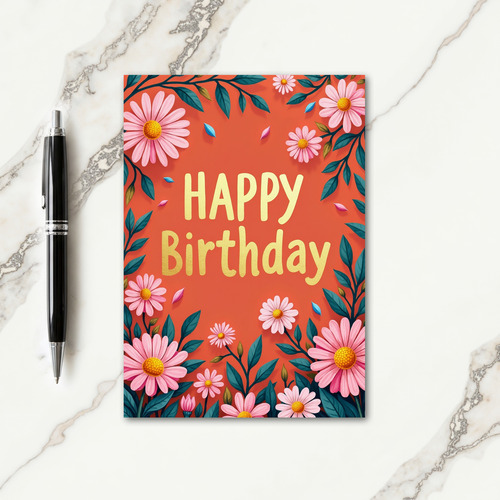 Floral Joyful Birthday Card