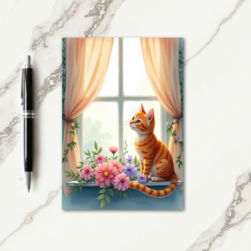 Floral Kitten Birthday Card