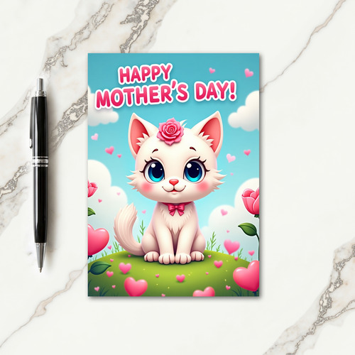 Floral Kitten Mothers Day Card