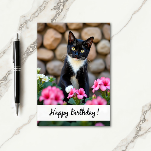 Floral Kitty Birthday Card