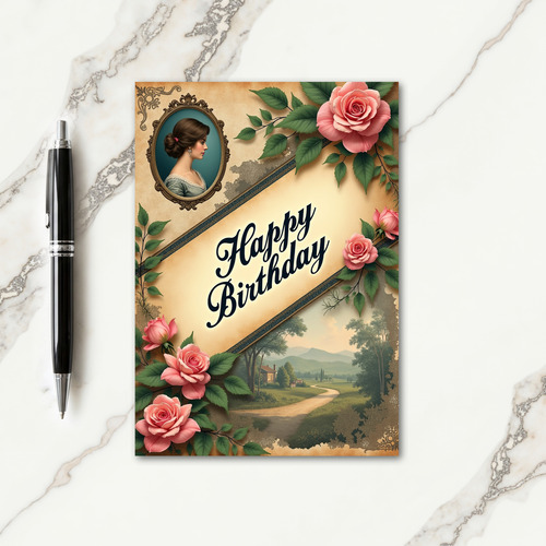 Floral Lady Birthday Card