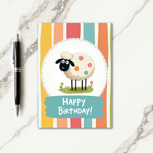 Floral Lamb Birthday Card