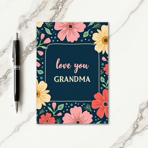 Floral Love You Grandma Card