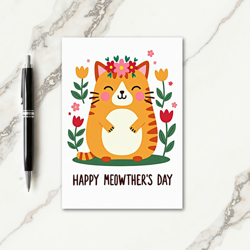Floral Meowthers Day Greeting Card