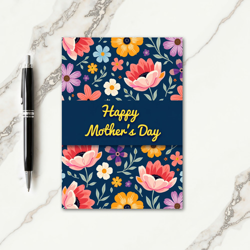 Floral Midnight Mothers Day Card