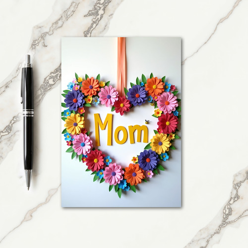 Floral Mom Heart Wreath Card