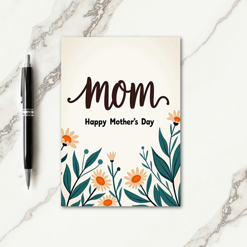 Floral Moms Day Wishes Card