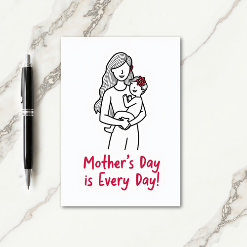 Floral Mother And Child Line Art Card
