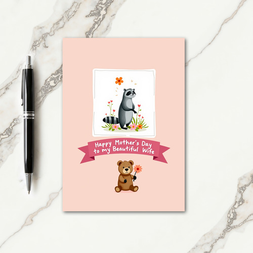 Floral Mothers Day Animals Card