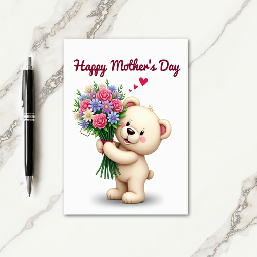 Floral Mothers Day Bear Hug Card