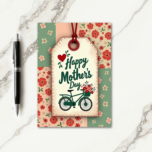 Floral Mothers Day Bicycle Card