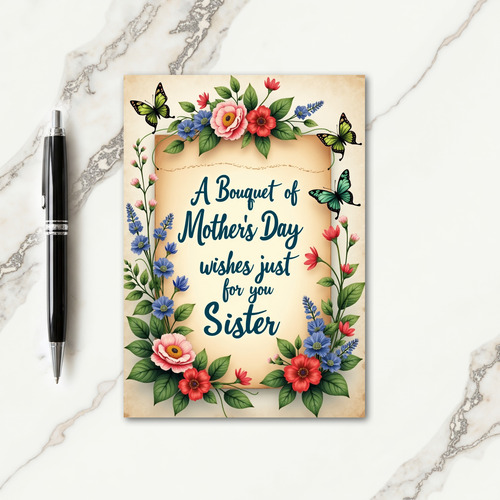 Floral Mothers Day Card For Sister