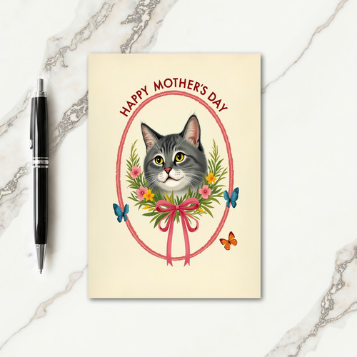 Floral Mothers Day Cat Card