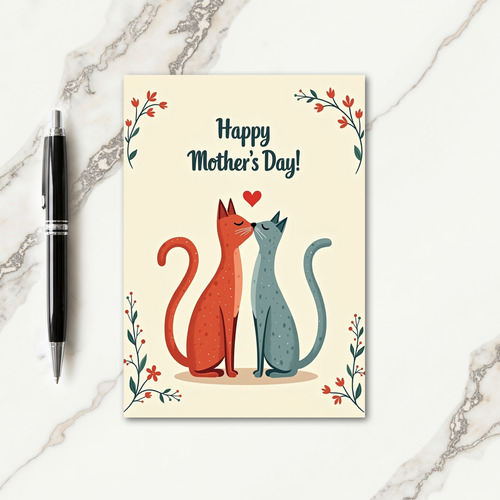 Floral Mothers Day Cats Card