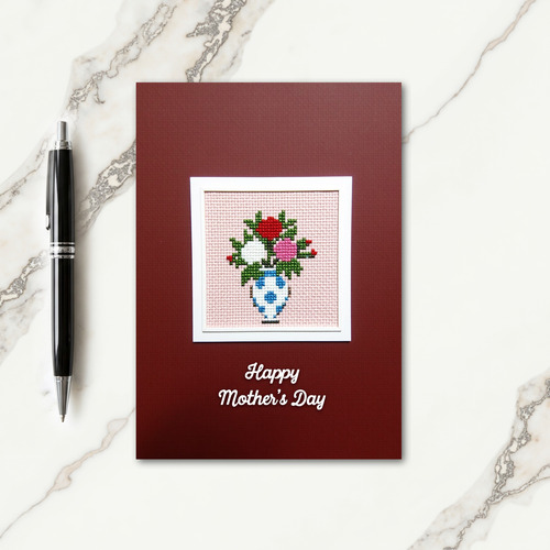 Floral Mothers Day Cross Stitch Card