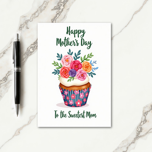 Floral Mothers Day Cupcake Card