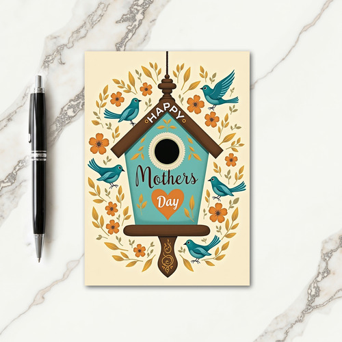 Floral Mothers Day Cute Birds Card