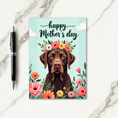 Floral Mothers Day Dog Portrait Card