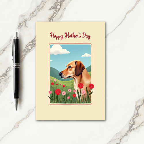 Floral Mothers Day Dog Scene Card