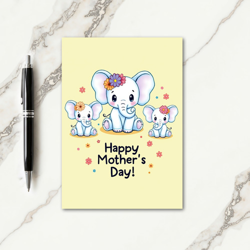 Floral Mothers Day Elephant Card