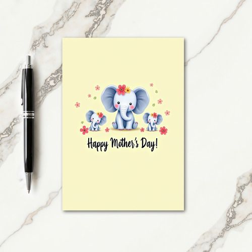 Floral Mothers Day Elephants Card
