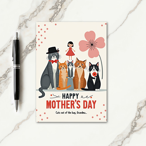 Floral Mothers Day Felines Card