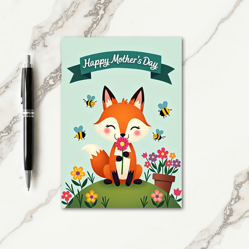 Floral Mothers Day Fox Card