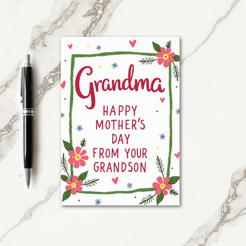 Floral Mothers Day Grandson Card