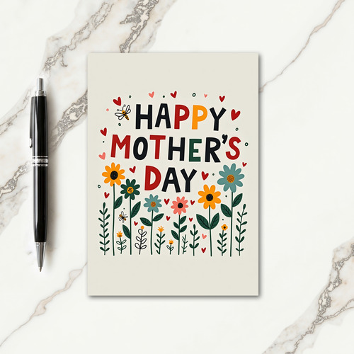 Floral Mothers Day Heart Pattern Card