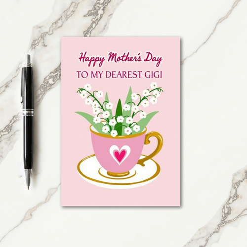 Floral Mothers Day Heart Teacup Card