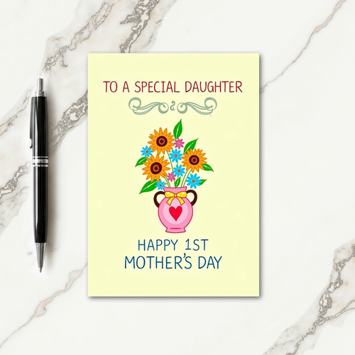 Floral Mothers Day Heart Vase Card