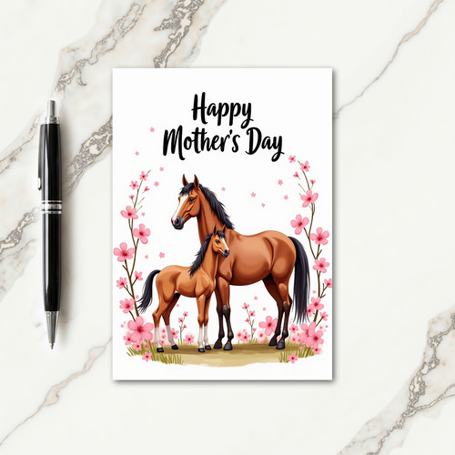 Floral Mothers Day Horses Card