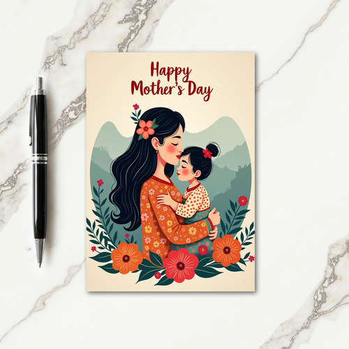 Floral Mothers Day Kiss Card