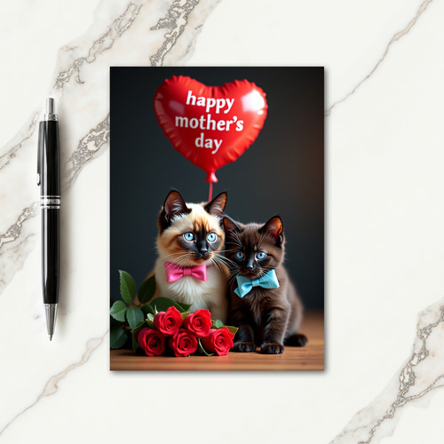 Floral Mothers Day Kitten Card