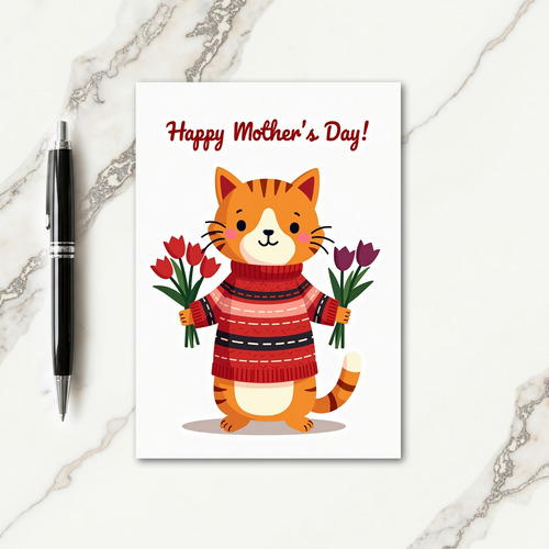 Floral Mothers Day Kitty Card