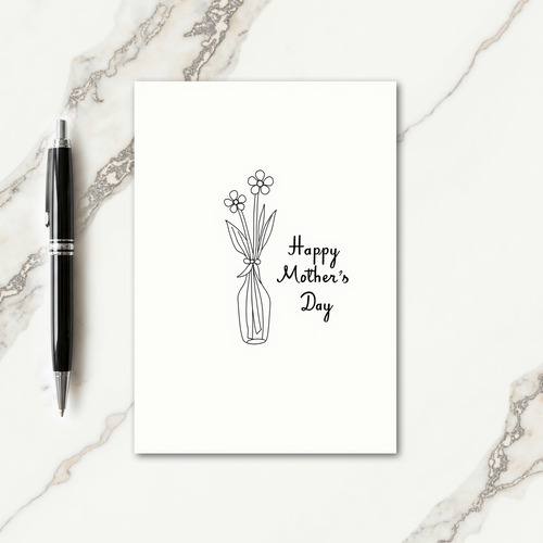 Floral Mothers Day Line Art Card