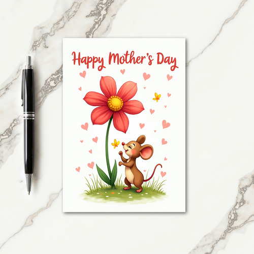 Floral Mothers Day Mouse Friend Card