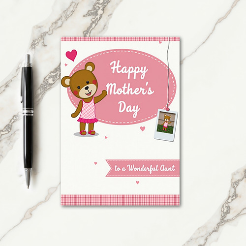 Floral Mothers Day Photo Bear Card