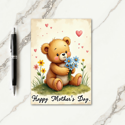 Floral Mothers Day Plush Friend Card