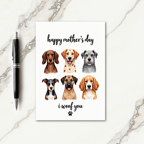 Floral Mothers Day Pups Card