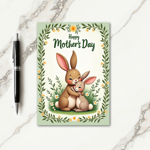 Floral Mothers Day Rabbits Card