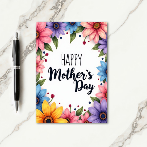 Floral Mothers Day Retro Vector Art Card