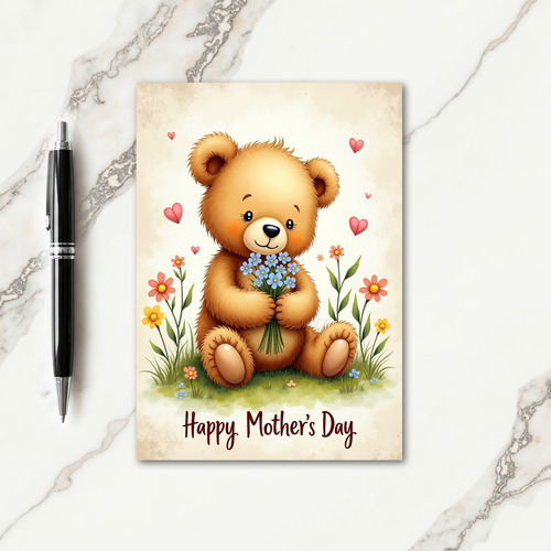 Floral Mothers Day Teddy Card