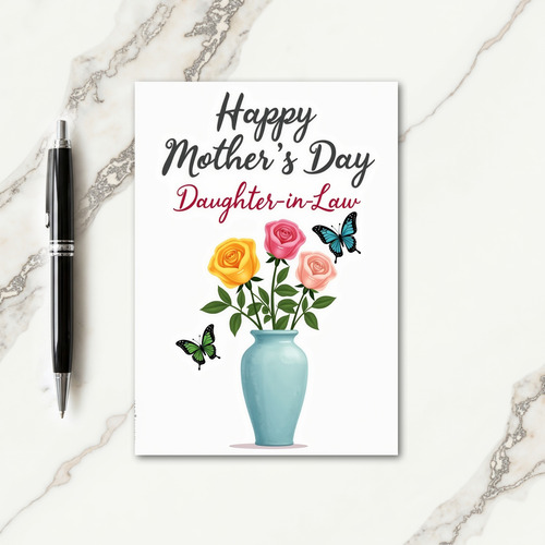 Floral Mothers Day Vase Design Card