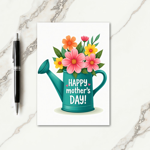 Floral Mothers Day Watering Can Card