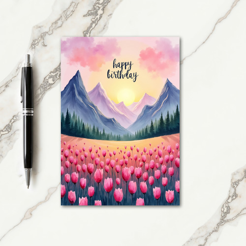 Floral Mountain Birthday Card